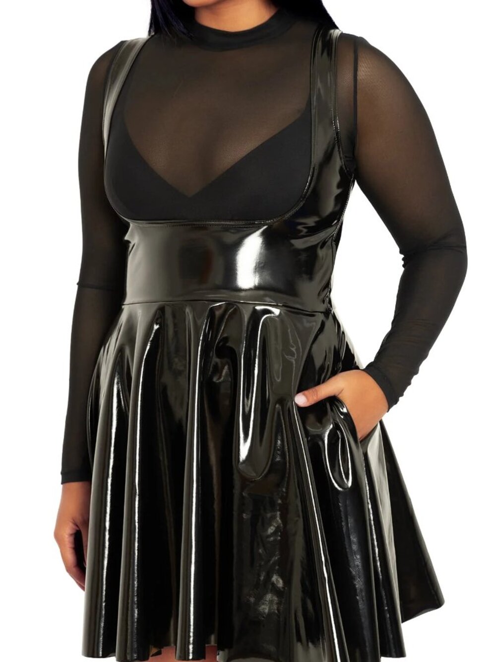 Blackmilk Black Patent Skater Mini Dress